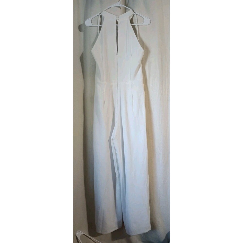 Julia Jordan Sz 8 Twist Halter Neck Jumpsuit  Sleeveless Keyhole Pocket Stretch - Picture 4 of 11